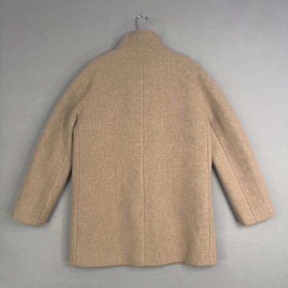 J Crew Coat Womens Large Tan Wool Stadium Cloth Nello Gori Minimal Quiet Luxury - Picture 7 of 13